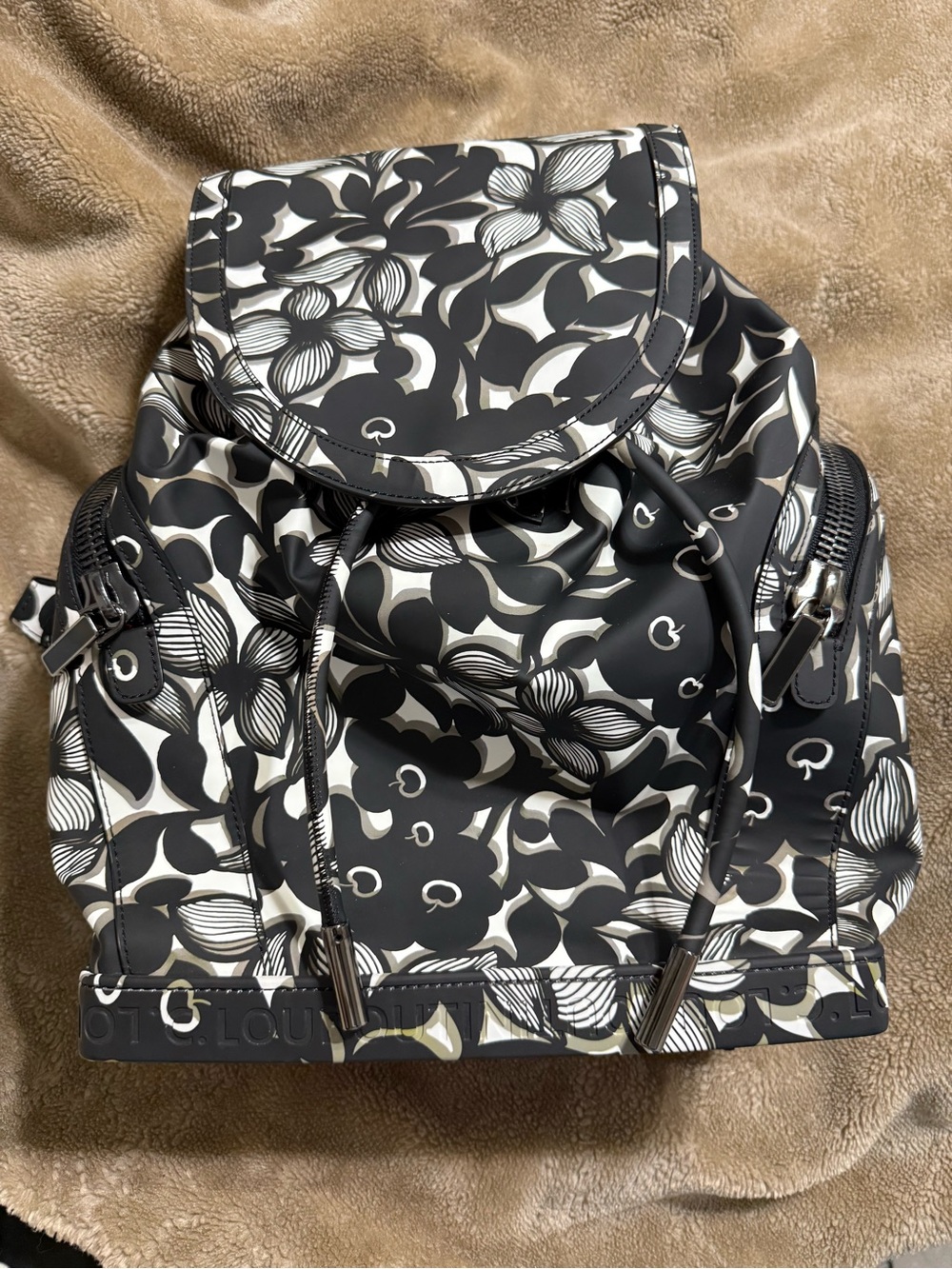 Christian Louboutin Floral Print Backpack - Black & White